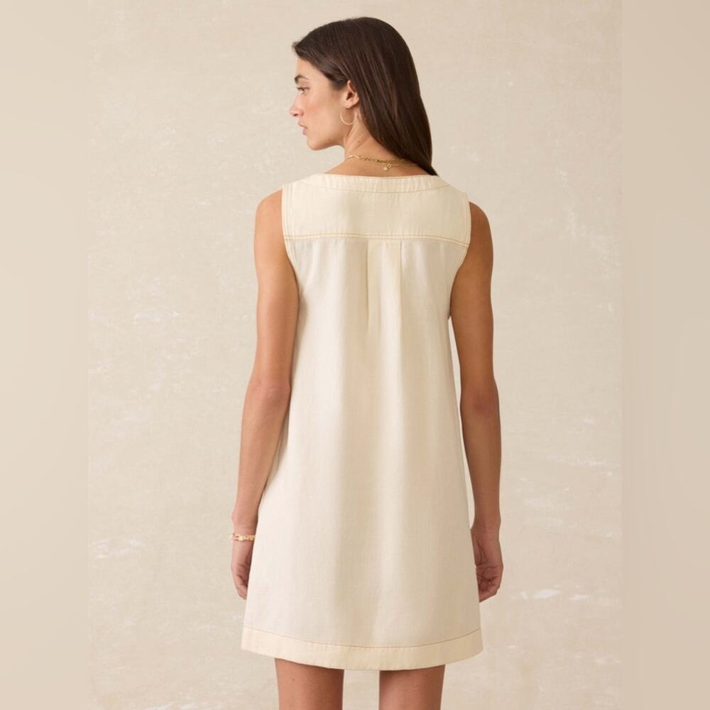 Faherty Linen Denim Malibu Mini Dress - Whitecliff Wash S - Picture 6 of 10